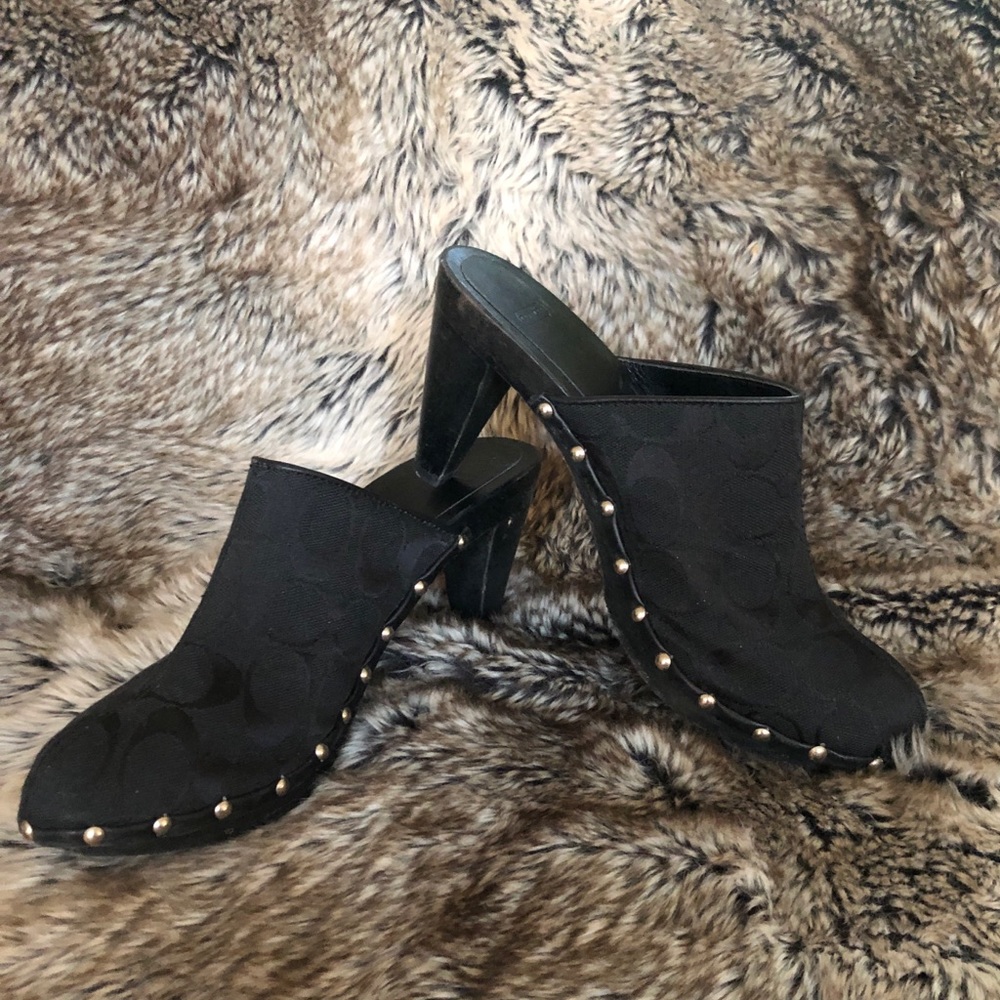 Vintage Coach Felicity Clogs / black on black Cs